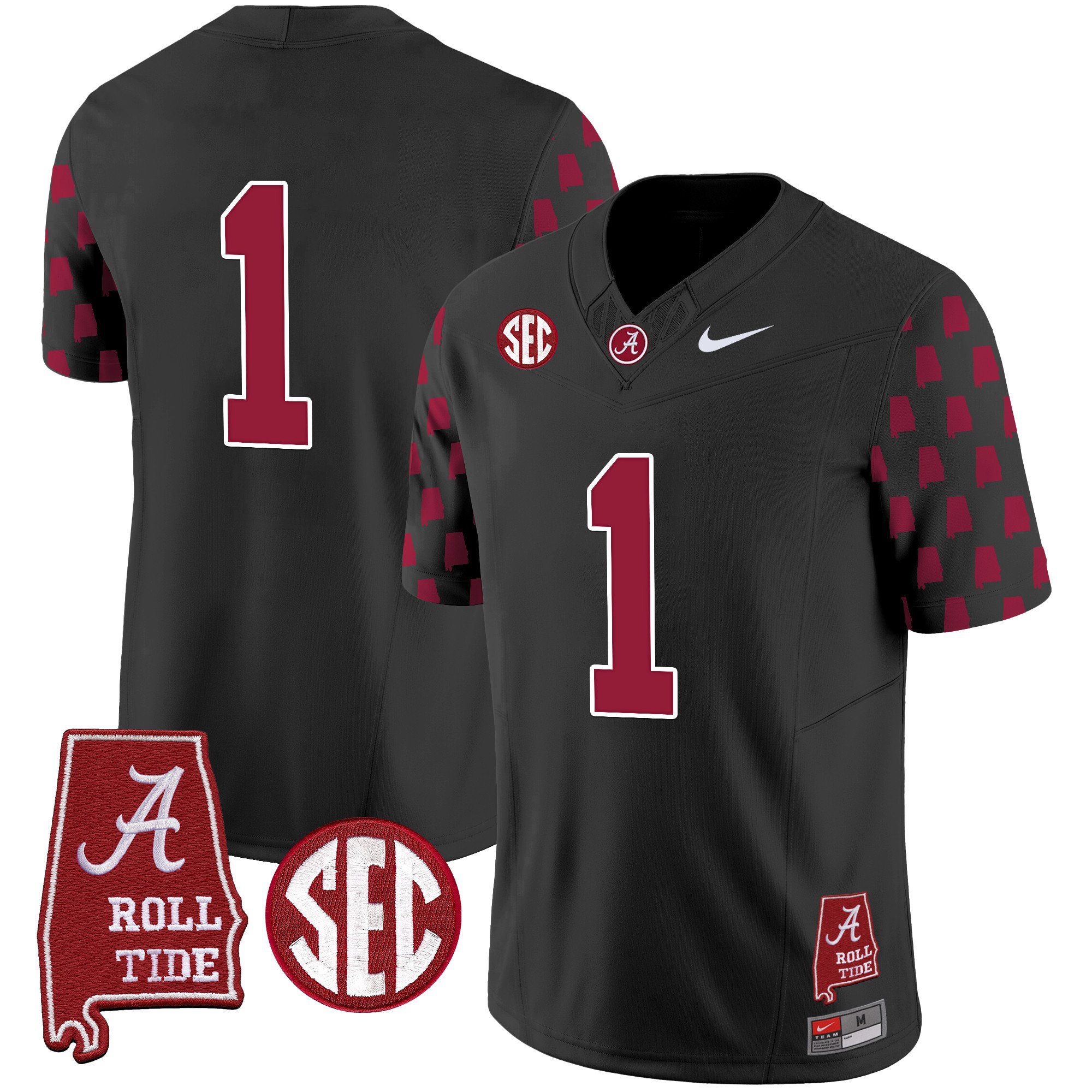 Men Alabama Crimson Tide #1 No Name Black Vapor Limited 2024 Nike NCAA Jersey
